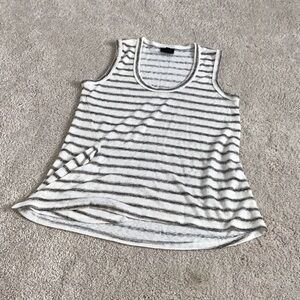 Bobeau Gray and White Striped Tank Top